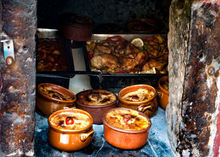 Food in oven Santorini Lana MoonShutterstock