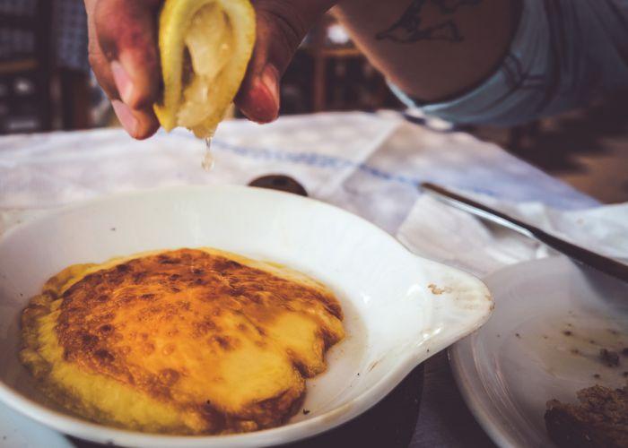 saganaki cheese Davis Lazdovskis shutterstock