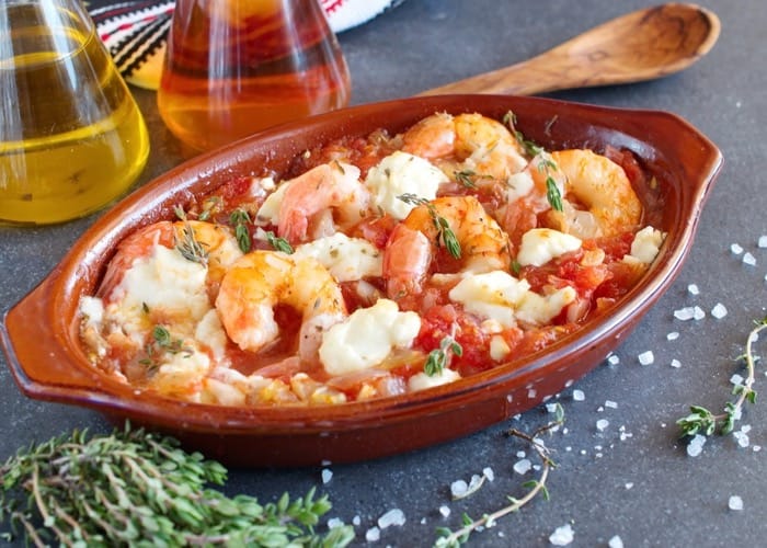 shrimp saganaki Bvlena shutterstock 2