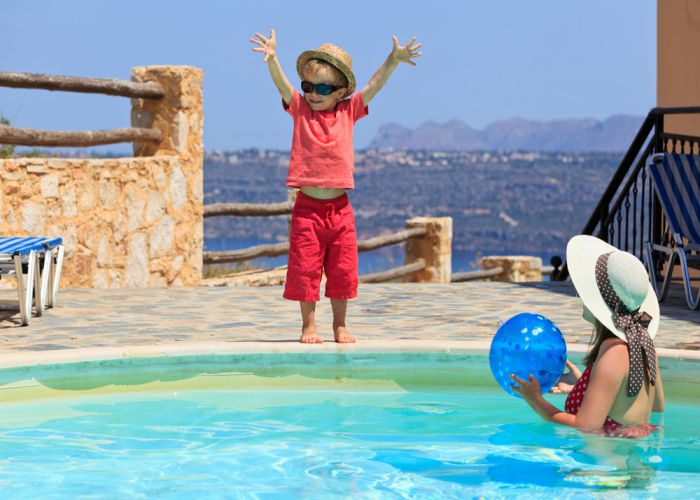 family at the pool