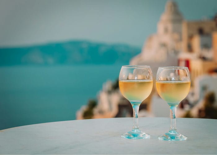 wine glasses santorini