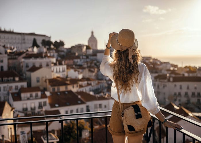 woman at italian hotel balcony