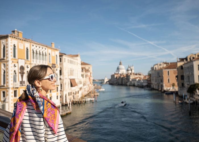 woman in grand canal venice