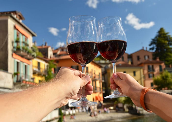 wine in lake como