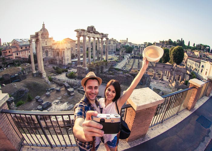 couple at roman forum