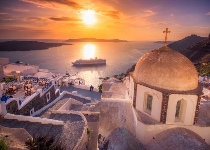 sunset in santorini
