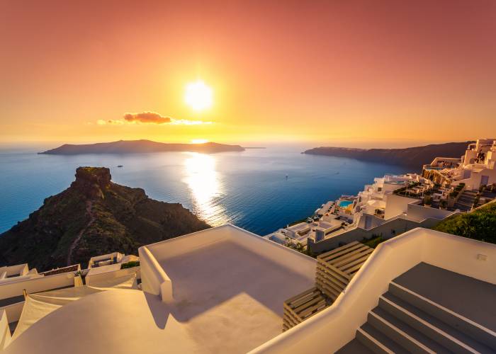sunset at imerovigli santorini Georgios Tsichlis shutterstock